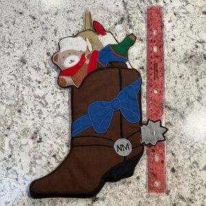 Vintage Neiman Marcus Cowboy Boot Christmas Hanging Plush